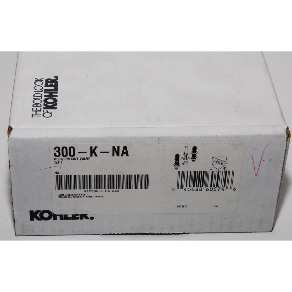 Kohler 300-K-NA Deck-Mount Valve 1/2" New in Box